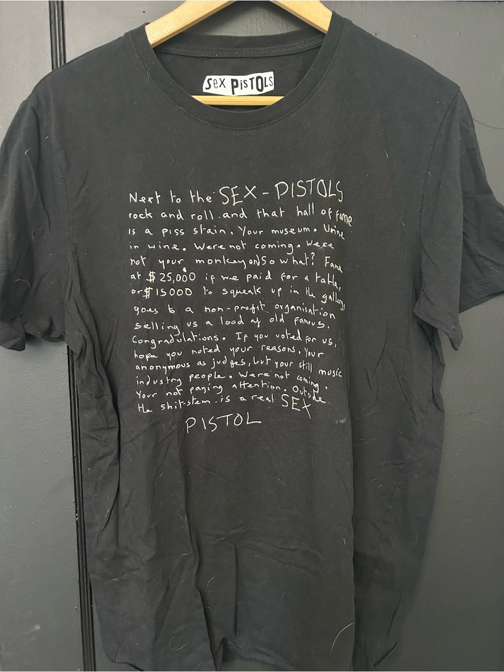 Sex Pistols “rock and roll hall of fame” letter